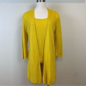 Evan Picone Black Label Dandelion Yellow 2 Pc Sweater Set‎ Linen Blend Sz XS & S